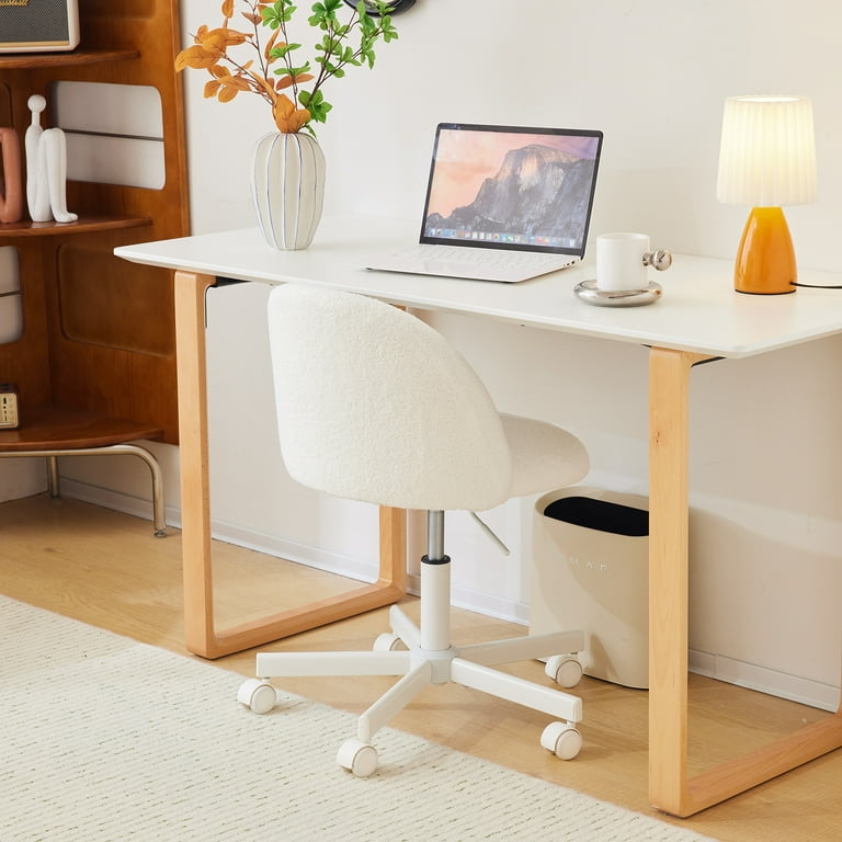 Ktaxon Armless Home Office Desk Chair, Teddy Velvet Swivel Vanity
