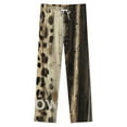 thumbnail image 4 of Abstract Leopard Print Stripes Art Winter Female Pants Flannel High Waist Women Pants Lady Warm Straight Leg Plush Trousers, 4 of 7