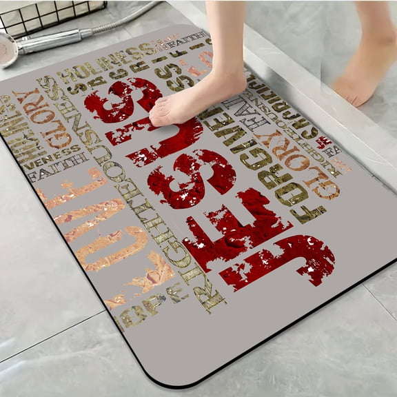 1pc Words Bathroom Rug Bathroom Decor and Accessories- Durable,Anti Slip,And Quick Drying,Suitable For Indoor/outdoor Use - Perfect For Bathrooms,Bedrooms,Kitchens