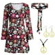 thumbnail image 2 of Disfraz de Hippie de los Años 70 para Mujer, Vestido Estampado con Diadema, Pendientes, Collar, Disfraz de Discoteca para Halloween, Fiestas, 2 of 6