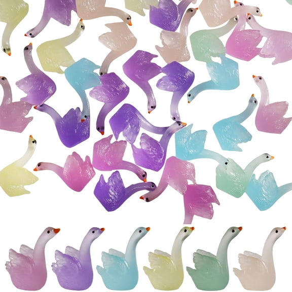 40 Pcs Luminous Mini Swan Figurines - Resin Fairy Garden Animals Succulent Planter Moss Landscape Home Décor Ornaments.