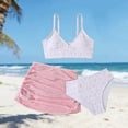 thumbnail image 4 of Hellosay Swimsuit Bikini Teen Girl 3 Piece Strecthy Swimwear Side Drawstring Print Beach Bathing Suit Size 6-14 Red, 4 of 4