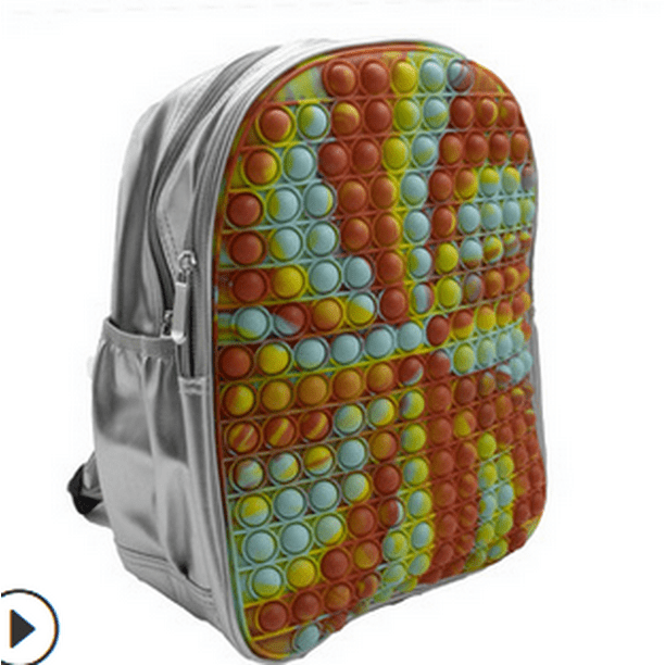 Pop Backpack,Fidget PopOnIt Backpack for Kids Girls Boys,Silicone Waterproof School Book Bags