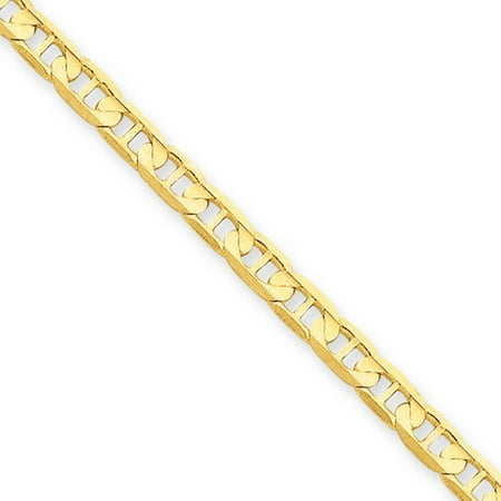 8 Inches 14k Gold Anchor - 3.75mm, 14k Yellow Gold, Concave Anchor Chain Anklet, 9 Inch