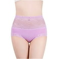 thumbnail image 4 of Virmaxy Womens Lace Period Underwear Panties Solid Lace Plus Size High Waist Leak Proof Cotton Crotch Shorts Underwear Panties Purple XXL, 4 of 6