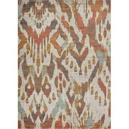 Sand 3x5 Area - Well Woven Carlo Yellow Orange Dark Grey & Blue Watermark Pattern Kilim Style Modern 3x5 (3'3