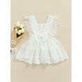 thumbnail image 4 of Qmyliery Baby Girls Dress, White Square Collar Sleeveless Lace Hem One-piece Gift, 4 of 8