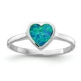 thumbnail image 1 of 925 Sterling Silver Rhodium-plated Polished Heart Synthetic Opal Ring Size: 8; for Adults and Teens; for Women and Men, 1 of 1