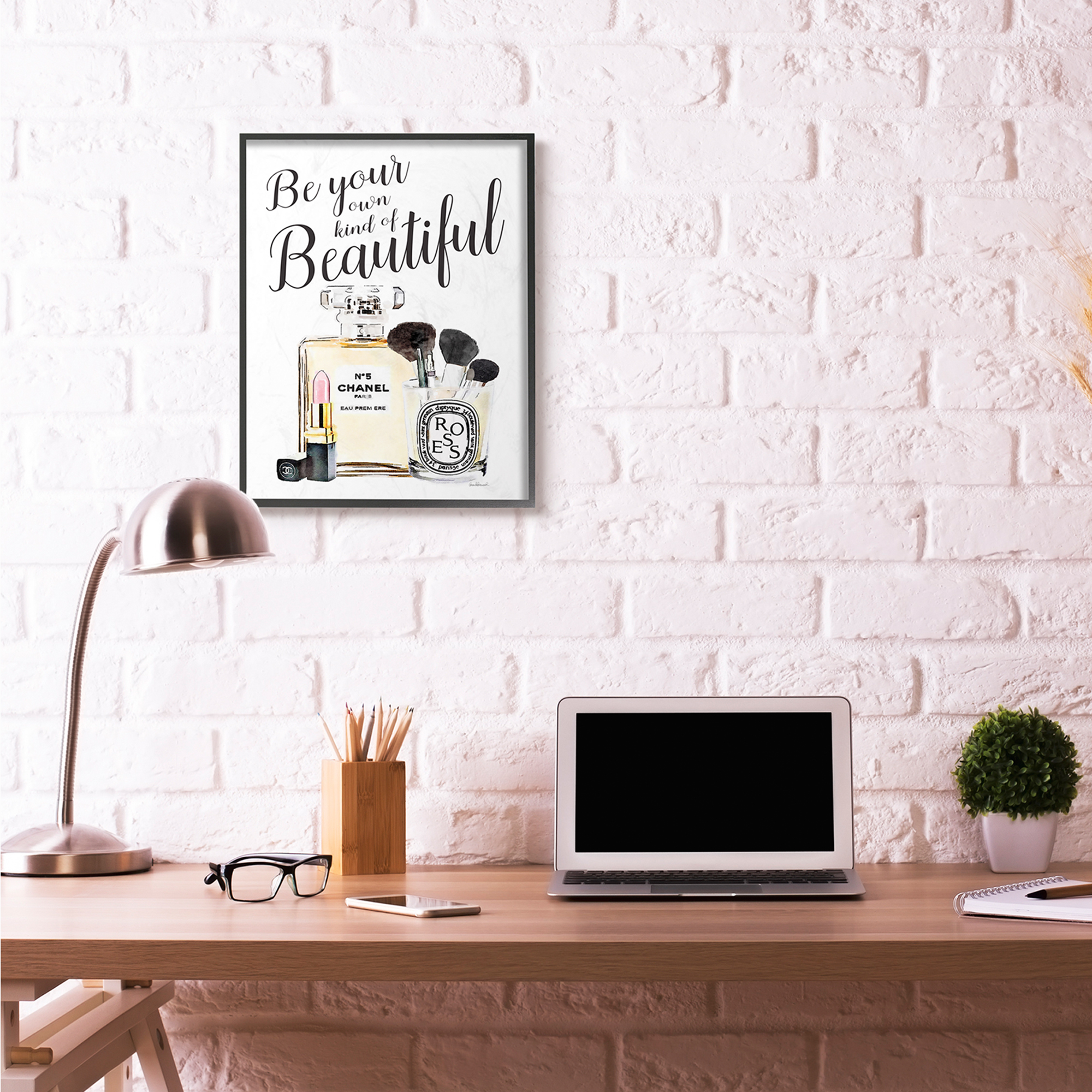 Stupell Industries Fashion Designer Makeup Inspiring Word Watercolor Framed Wall Art by Amanda Greenwood