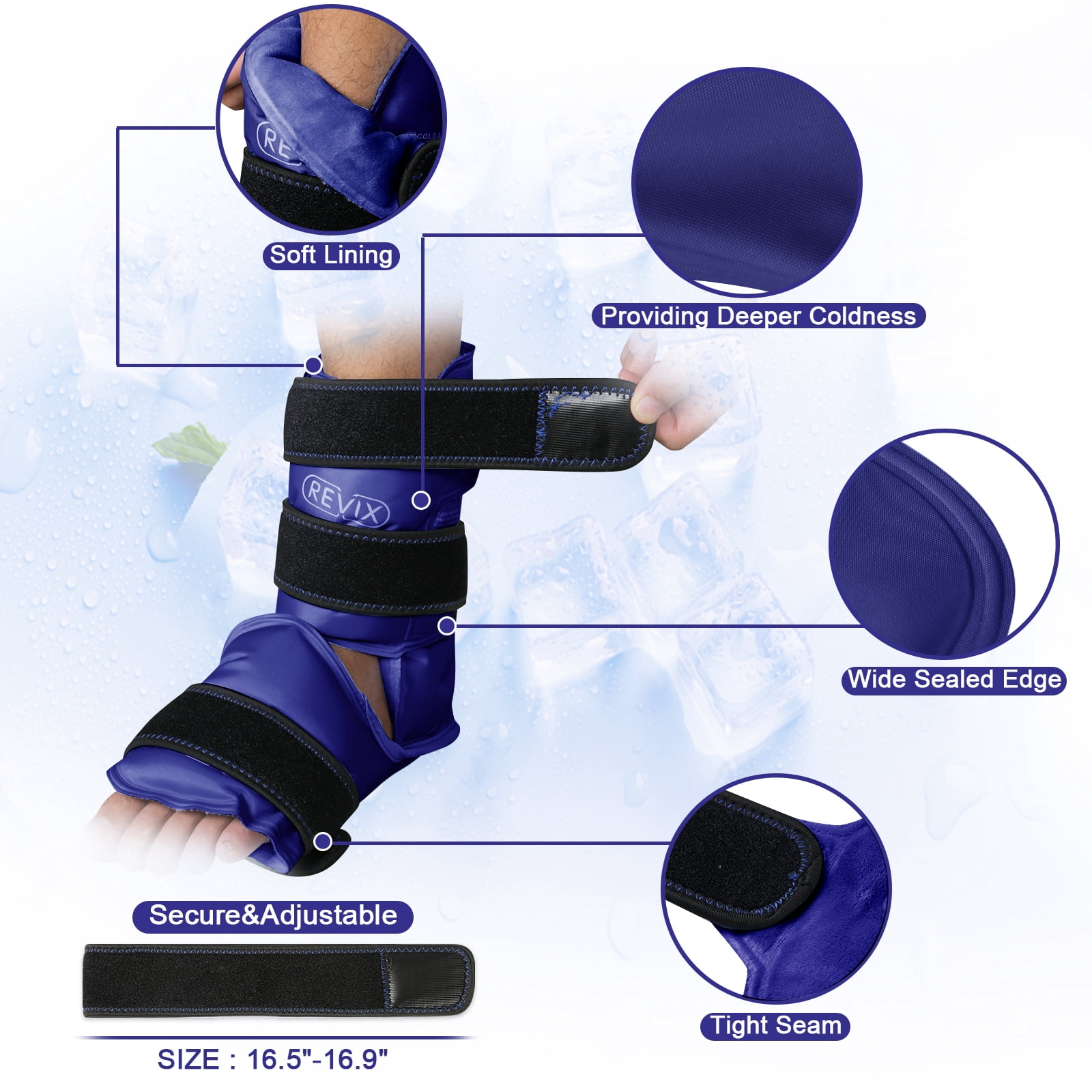 REVIX Ankle Ice Pack for Foot Injuries, Tendonitis, Plantar Fasciitis