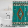 thumbnail image 2 of Polyester Fabric Teal Brown Boho Shower Curtain, Abstract Aztec Tribe Ethnic Geometric Waterproof Bathtub Curtain Bathroom Decor Set with Hooks 36 x 78 Inches, 2 of 6