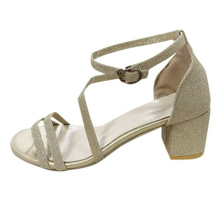 

Tangnade Casual Shoes Ladies Fashion Solid Color Strap Combination Fish Mouth Thick High Heel Buckle Sandals