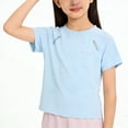 thumbnail image 3 of HAOTAGS Girls Sport Short Sleeve T-Shirt(3–15) Casual Summer Breathable Mesh Quick-Dry Tee Blue Size 12-13Years, 3 of 9
