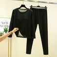thumbnail image 3 of Scyoekwg Womens Two Piece Sets Winter Bottomed Double-sided Velvet Plush Thick Insulation Set Long Sleeve Tops Long Pants Casual Matching Outfits Fashion Tracksuit (Black,L), 3 of 5