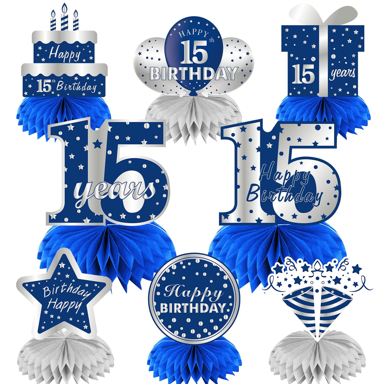 Kauayurk 8Pcs 15th Birthday Centerpieces Decorations for Boys