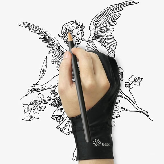 UGEE Padded Two-Finger Drawing Glove, Upgraded Artist Glove for Tablet & iPad, Size S