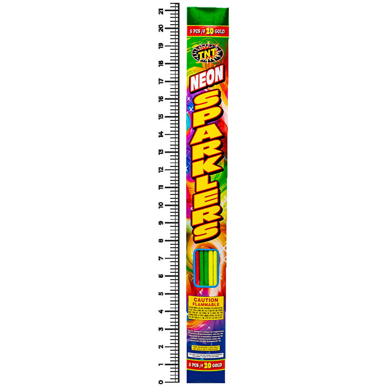 TNT Firework Neon Sparklers, 5 Gold #20 Sparklers
