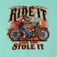 thumbnail image 5 of Wild Bobby, Ride It Stole It Biker, Cars and Trucks, Garment-Dyed Washed Look Short Sleeve Tee, Mint, Large, 5 of 5