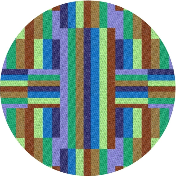 Ahgly Company Machine Washable Indoor Round Transitional Emerald Green Area Rugs, 6' Round