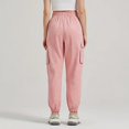 thumbnail image 5 of Hauaitttt Womens Daily Casual Solid Color 4 Pockets Elastic Waist Pants Long Trousers Cargo Pants Womens Beach Pants Lightweight Lightweight Sweatpants Women Women Jogging Pants Pants Women Casual, 5 of 8