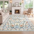 thumbnail image 4 of Garvee 6'x9' Living Room Rug Floral Print Area Rug, Washable Vintage Rug Low Pile Farmhouse Carpet Stain Resistant Indoor Rugs for Dining Room Bedroom Nursery, Green, 4 of 9