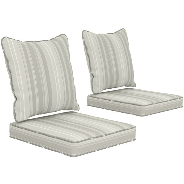 Outsunny Outdoor Chair Cushions with Backrest for Garden Patio, Grey