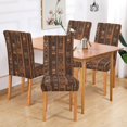thumbnail image 2 of Yayeee 4 Pack Dining Chair Covers Stretch Parson Chairs Slipcovers Seat Protector, Brown Tribal Pattern, 2 of 6