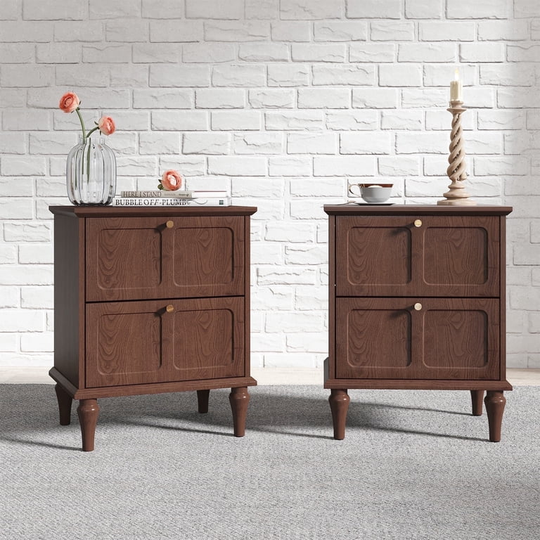 HLR 20" Mid Century Nightstands Set of 2, Brown photo 1