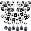 Sharlity Panda Party Decorations Supplies Happy Birthday Banner Panda Balloons Cake Toppers for Kids Panda Birthday Decorations