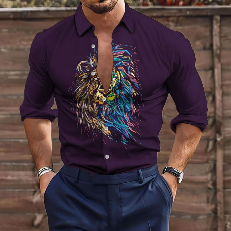 ZCFZJW Mens Holiday Beach Hawaiian Shirts Trendy 3D Animal Pattern