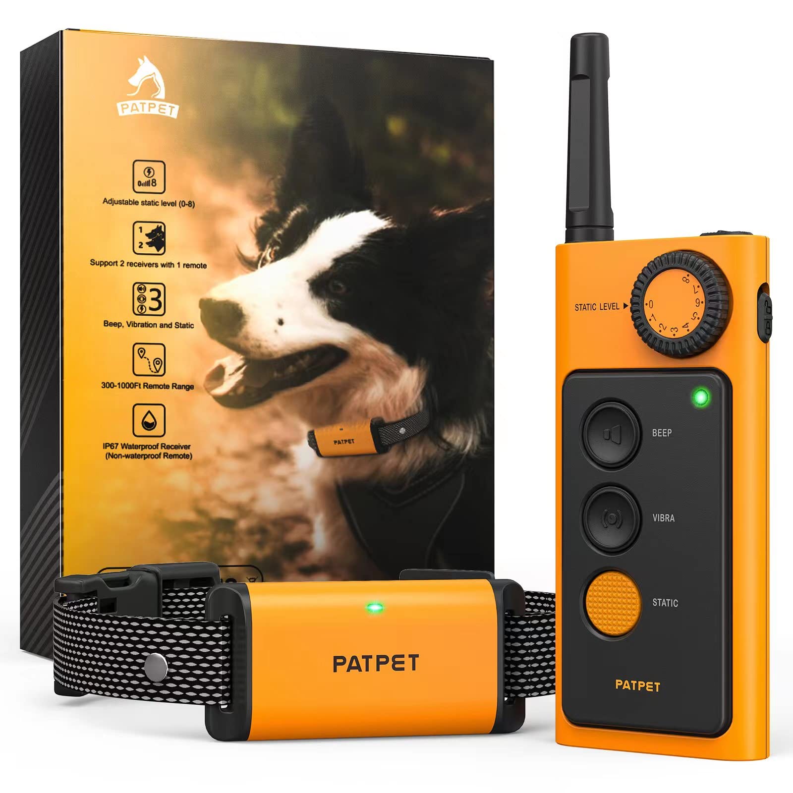 PATPET Dog Training Collar IP67 Waterproof Dog Shock Collar with