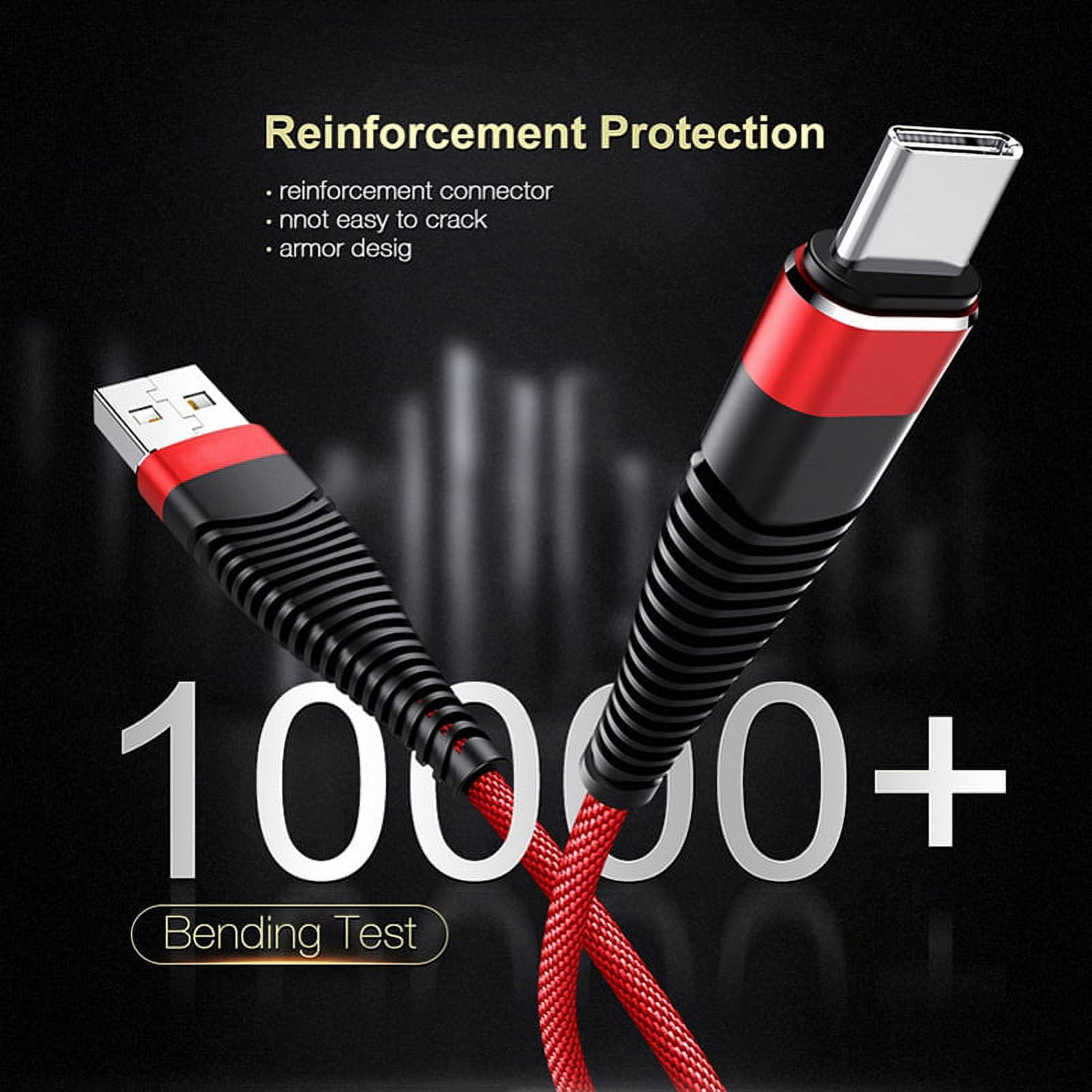 Fast Charge 6ft and 10ft Long USB-C Cables for Motorola Edge Plus (2023)/(2022) - TYPE-C Cord Power Wire Data Sync Red Braided High Speed