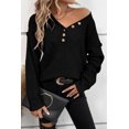 thumbnail image 1 of FOLUNSI Chic Black V-Neck Sweater: Effortless Grace for Every Occasion!, 1 of 8