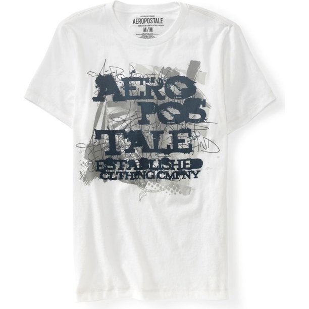 Aeropostale - Camiseta con gráfico pintado para hombre, color blanco, extragrande