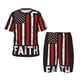 thumbnail image 1 of Fotbe USA Flag Cross Pijama Estampada de 2 Piezas para Niños – Ropa de Dormir de Manga Corta Cómoda para Niños y Niñas, Camiseta y Shorts de Algodón-X-Large, 1 of 6