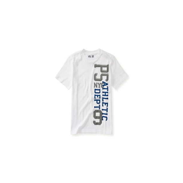 Aeropostale Boys Vertical Puff Graphic Camiseta, Blanco, XL (14)