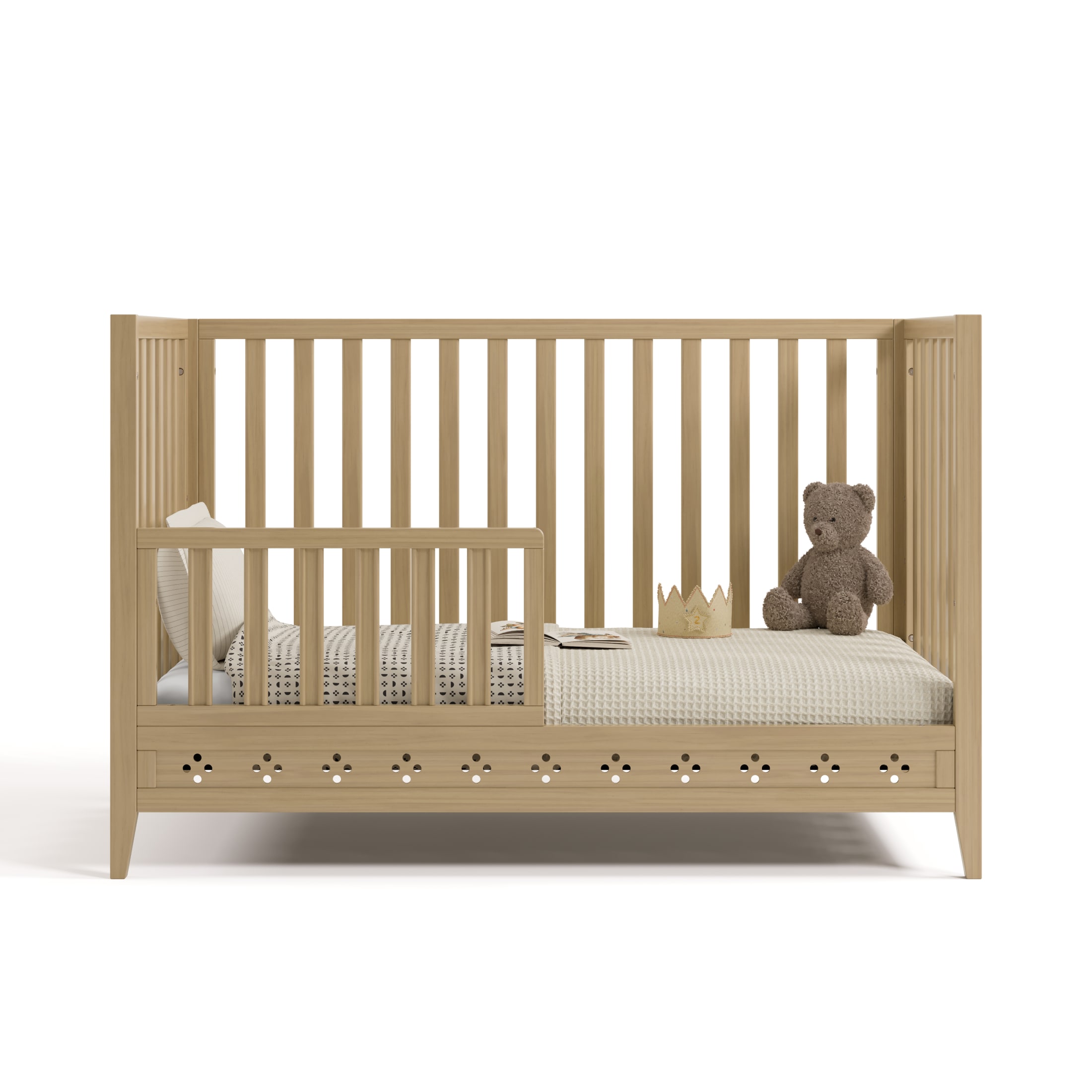 Storkcraft Mallorca 5-in-1 Convertible Crib with Bonus Toddler Guardrail, Driftwood
