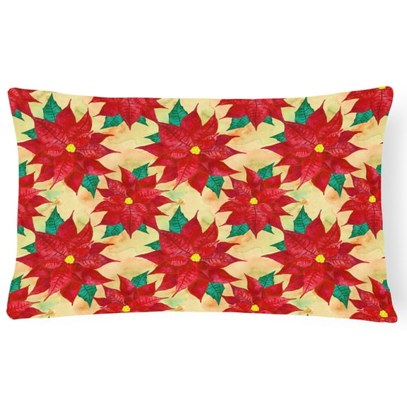 Poinsetta Christmas Canvas Fabric Decorative Pillow