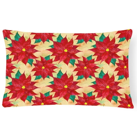Poinsetta Christmas Canvas Fabric Decorative Pillow