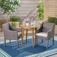 thumbnail image 3 of GDF Studio Everest Outdoor Acacia Wood and Wicker 3 Piece Bistro Set, Beige, Multibrown, and Teak, 3 of 12