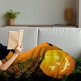 thumbnail image 3 of Spider Web Soft Flannel Fleece Throw Blanket, Halloween Themed Composition Pumpkin Leaves Trees and Bats, Cozy Plush for Indoor and Outdoor Use, 50" x 60", Orange Dark Green Black, by Ambesonne, 3 of 5
