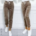 thumbnail image 3 of Pantalones deportivos casuales de terciopelo con cordones y cintura elástica para mujer, versátiles, de estilo europeo y americano, para otoño e invierno, 3 of 6