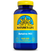 Nature's Life Betaine HCL Supplement 648 mg | Digestion Support Formula | Non-GMO | 250 Gelatin Caps