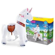 PonyCycle Kid-Powered Unicorn Ride-On Toy, No Battery, Smooth Wheels, Ages 4-7, White, Ux404