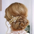 thumbnail image 4 of Wedding Hair Clip Rhinestone Bridal Hair Piece Pearl Hair Barrette Crystal Bride Wedding Hair Accessories for Women and Girls (B Gold), 4 of 4