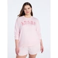 thumbnail image 3 of Joyspun Women's French Terry Knit Long Sleeve Lounge Sleep Top, Sizes XS-3X, 3 of 5