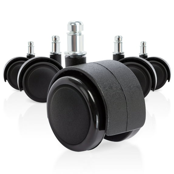 Duhome Swivel Office Chair Wheels 2 Inch Casters Replacement Universal Fit Set of 5 Black, Type 2