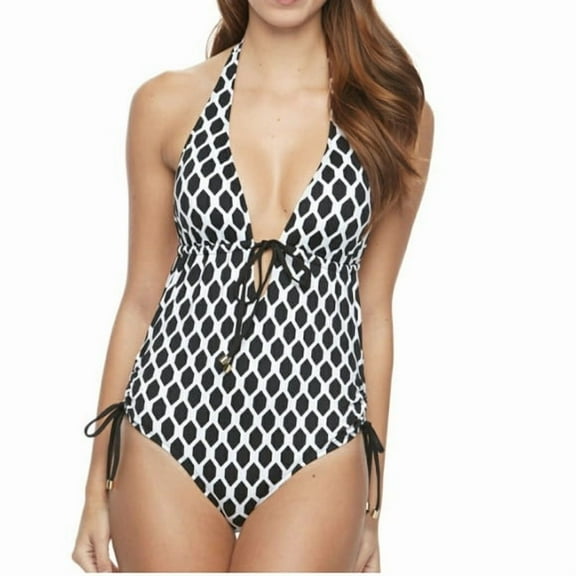 Apt 9 Black Geo Gem Maillot One-Piece Swimsuit Women's XL