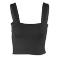 thumbnail image 4 of DHFJKG Women's Sexy Crop Tank Top Square Neck Wide Straps Tight Solid Color Basic Cami Shirts Summer Night Out Club Party Wear Trendy Tops, 4 of 6