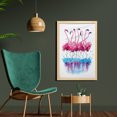 thumbnail image 2 of Animal Wall Art with Frame, Flamingos Love Birds Feather Romance Brushstroke Splash Watercolor Effect, Printed Fabric Poster for Bathroom Living Room, 23" x 35", Pink Blue Purple, by Ambesonne, 2 of 2